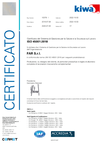 Fonderia FAR - ISO 45001