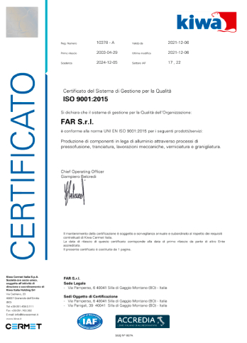Fonderia FAR - ISO9001